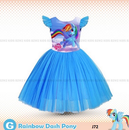 dress gaun biru little pony